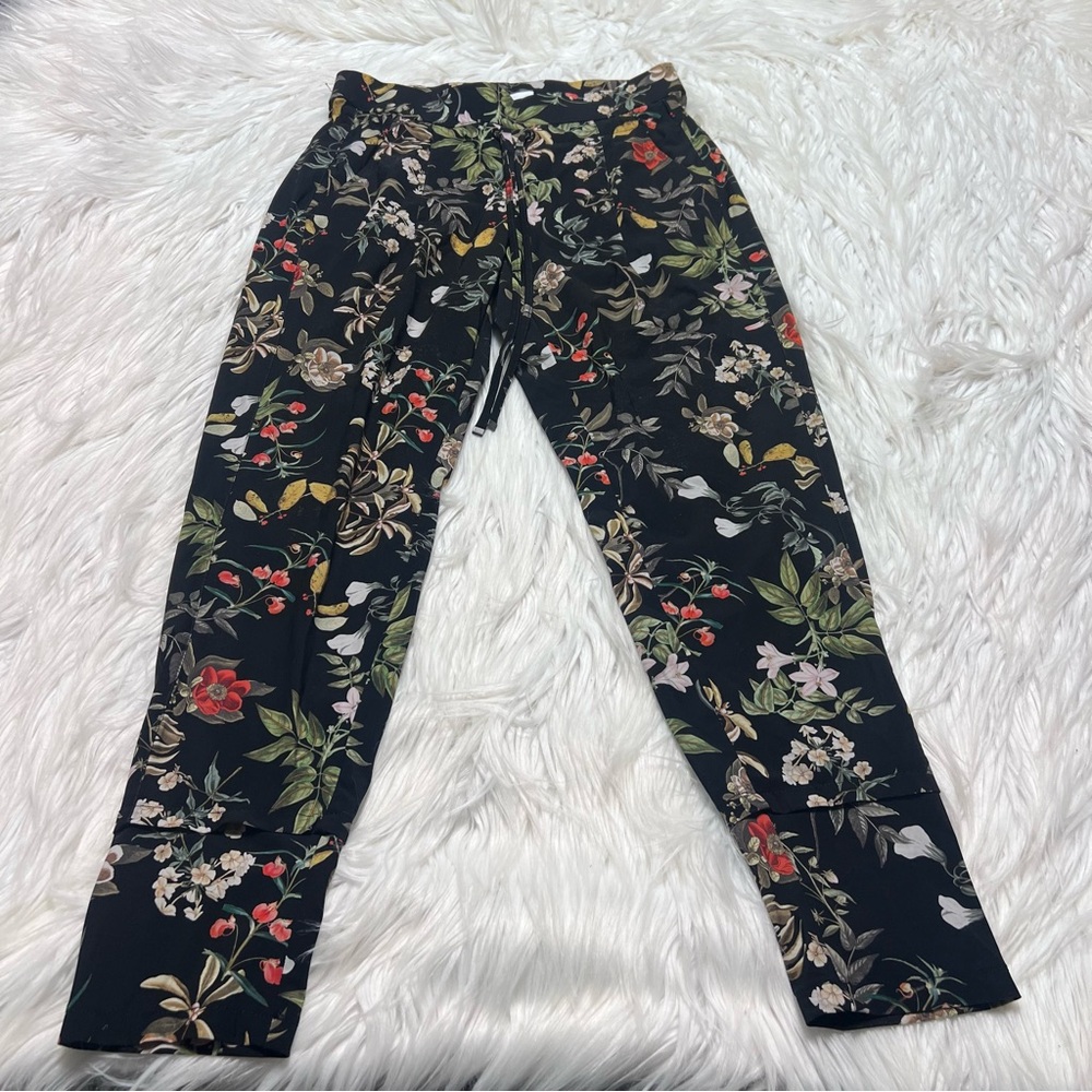 Raffaello Rossi Candice Black Pants with Floral Accents